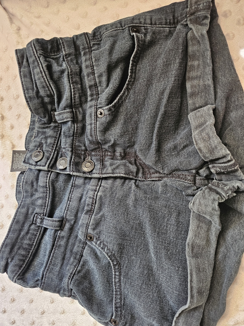 High-Waist Black Denim Women’s Shorts with Three Button Closure